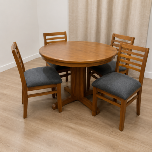 Mesa Redonda con 4 Sillas en Madera A Medida Personalizada