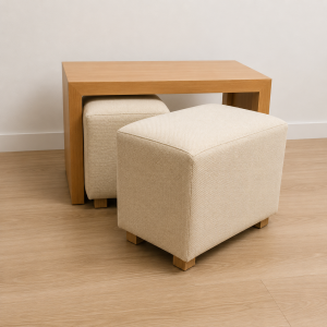 Mesa Ratona de Living en U de 80x60 con 2 Puff A Medida Personalizada