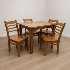 Juego de Comedor Classic Mesa de 1.10 x 0.80 con 4 Sillas en Pino Clear A Medida Personalizada