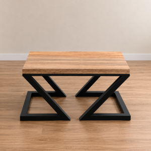 Mesa Ratona de Living en Hierro y Madera Modelo Z a Medida