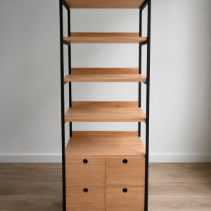 Mueble Multiuso Biblioteca en Hierro y Madera a Medida